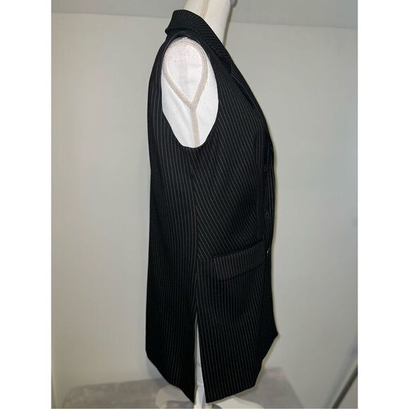 Women’s Black Pinstripes Button Vest Ellen Tracy LARGE - Picture 4 of 10